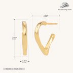Sterling Silver Polished Heart Twist Stud Earrings - Gold