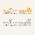 Sterling Silver Marquise Zirconia Bar Flat Back Earrings