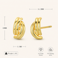 Sterling Silver Minimalist Oval Stud Earrings - Gold