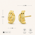 Sterling Silver Minimalist Oval Stud Earrings - Gold