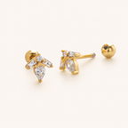 Sterling Silver Zirconia Solitaire Flat Back Earrings detail view