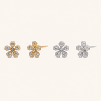 Sterling Silver Flower Zirconia Stud Earrings