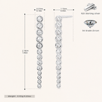 Sterling Silver Zirconia Bar Stud Earrings - Platinum
