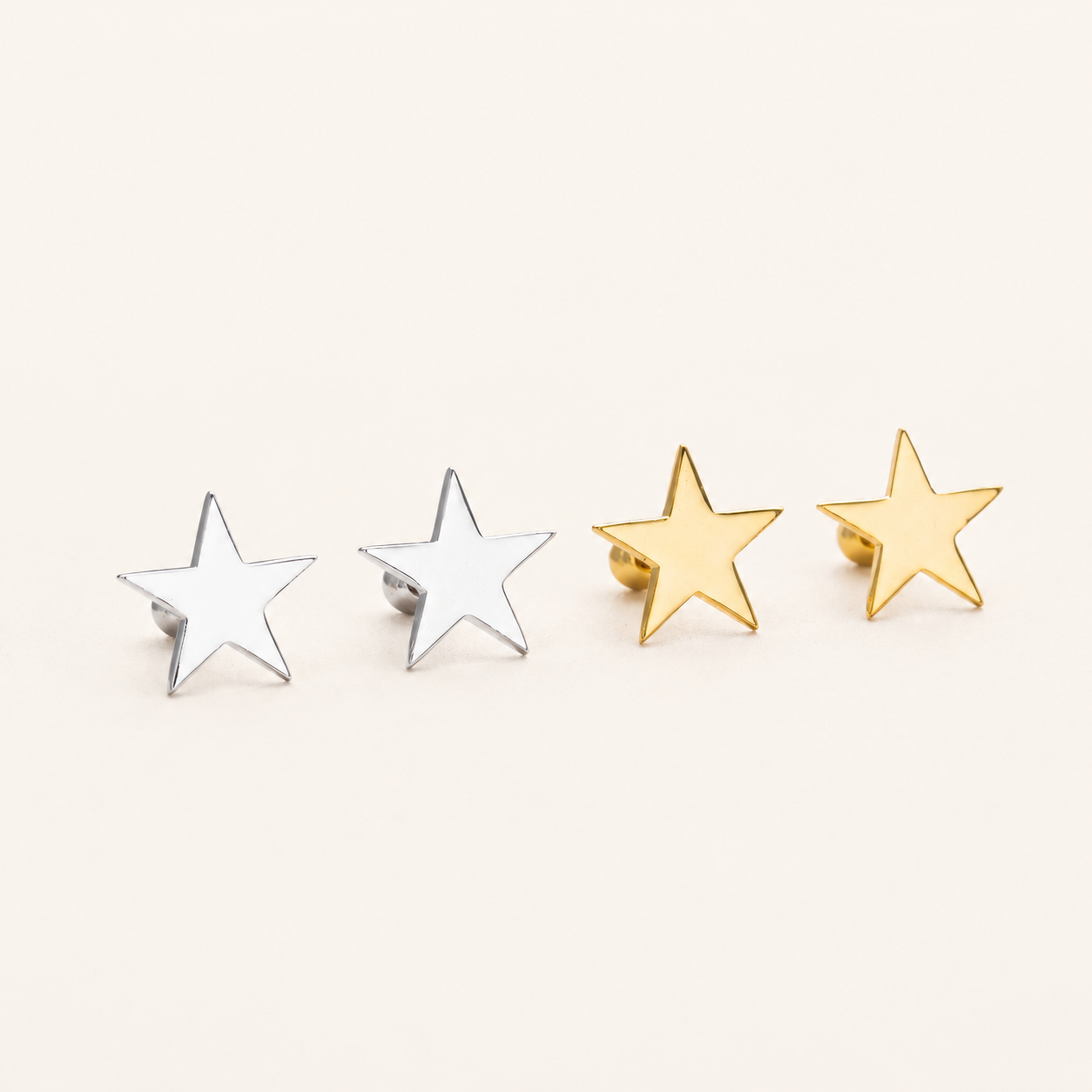 Sterling Silver Five-Point Star Flat Back Earrings detail