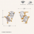 Sterling Silver Mixed-Cut Zirconia Stud Earrings - Gold