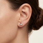 Pearl Cluster Titanium Stud Earrings - image 2