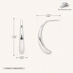Sterling Silver Petal Half-Arc Stud Earrings - Platinum