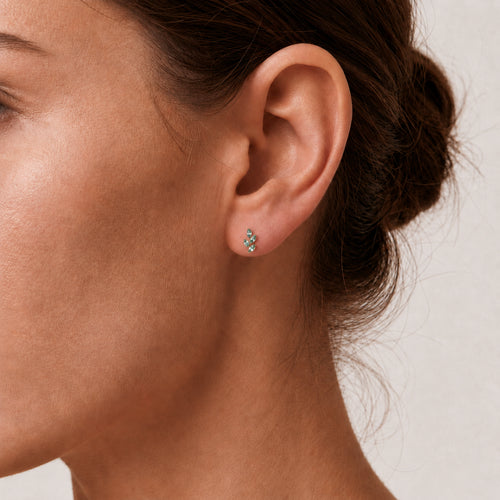 Moss Agate Leaf Spray Titanium Flat Back Earring - image 2