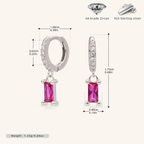 Sterling Silver Geometric Zirconia Hoop Earrings - Platinum / 5