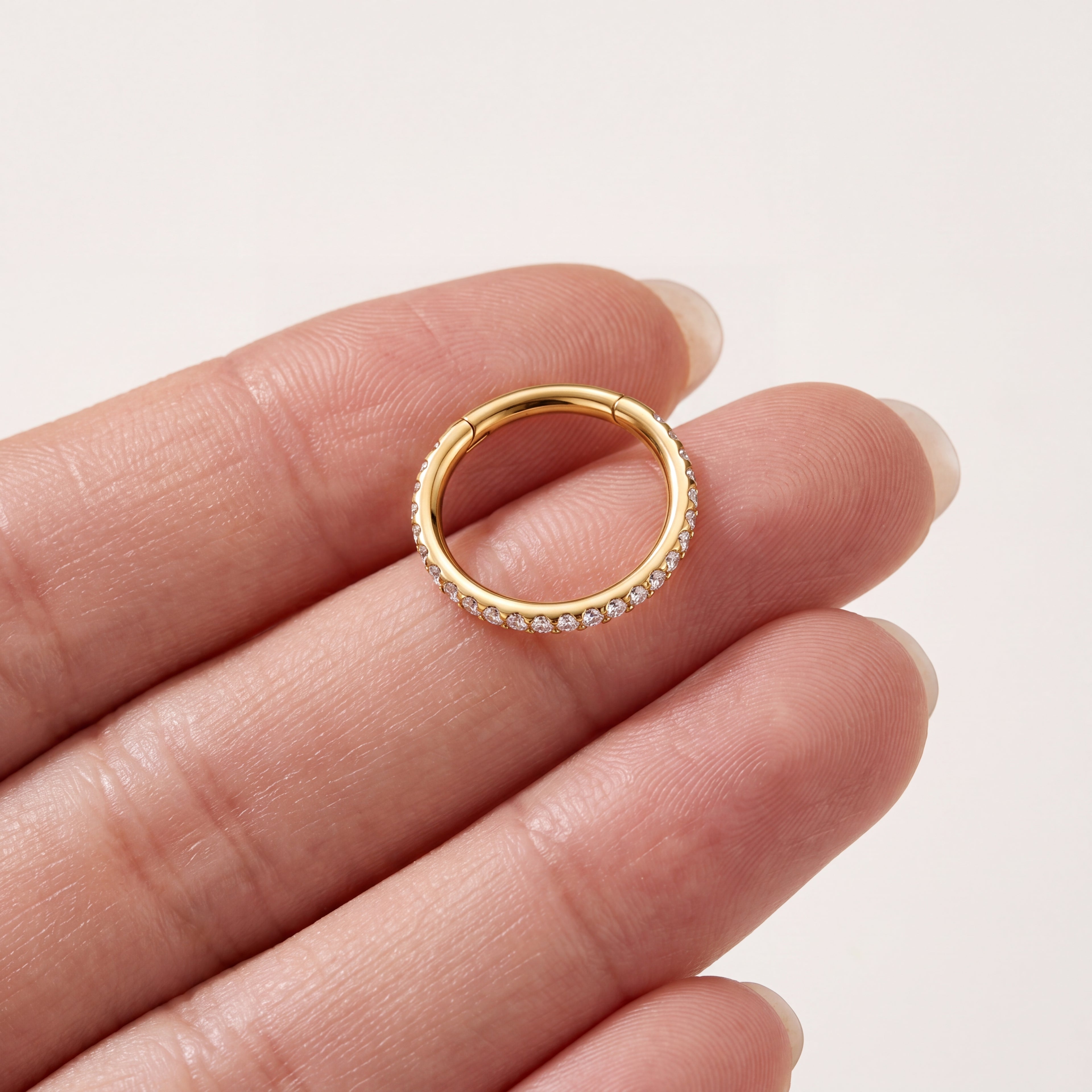 Pave Crystal Seamless Titanium Hoop Earrings - image 4