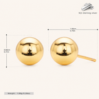Sterling Silver Ball Bead Stud Earrings - Gold / 8mm