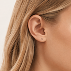 Sterling Silver Zirconia Crown Flat Back Earrings worn on the ear