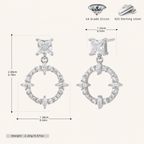 Sterling Silver French Pavé Zirconia Stud Earrings - Platinum