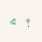 Titanium Green Agate Flat Back Stud Earrings