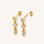 Sterling Silver Twisted Bead Zirconia Drop Flat Back Earrings detail view