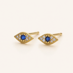 Sterling Silver Evil Eye Zirconia Stud Earrings detail view