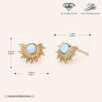 Sterling Silver French Fan Opal Stud Earrings - Gold / White