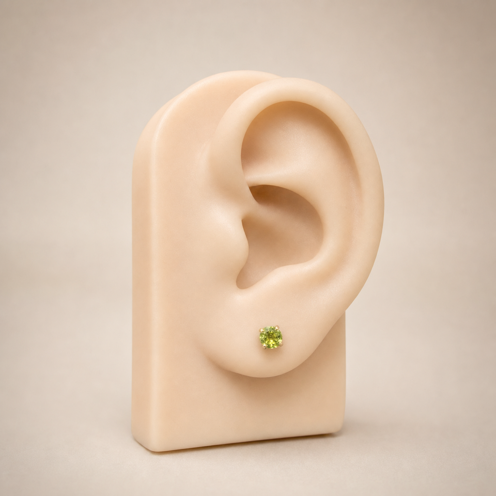 Titanium Peridot Flat Back Stud Earrings