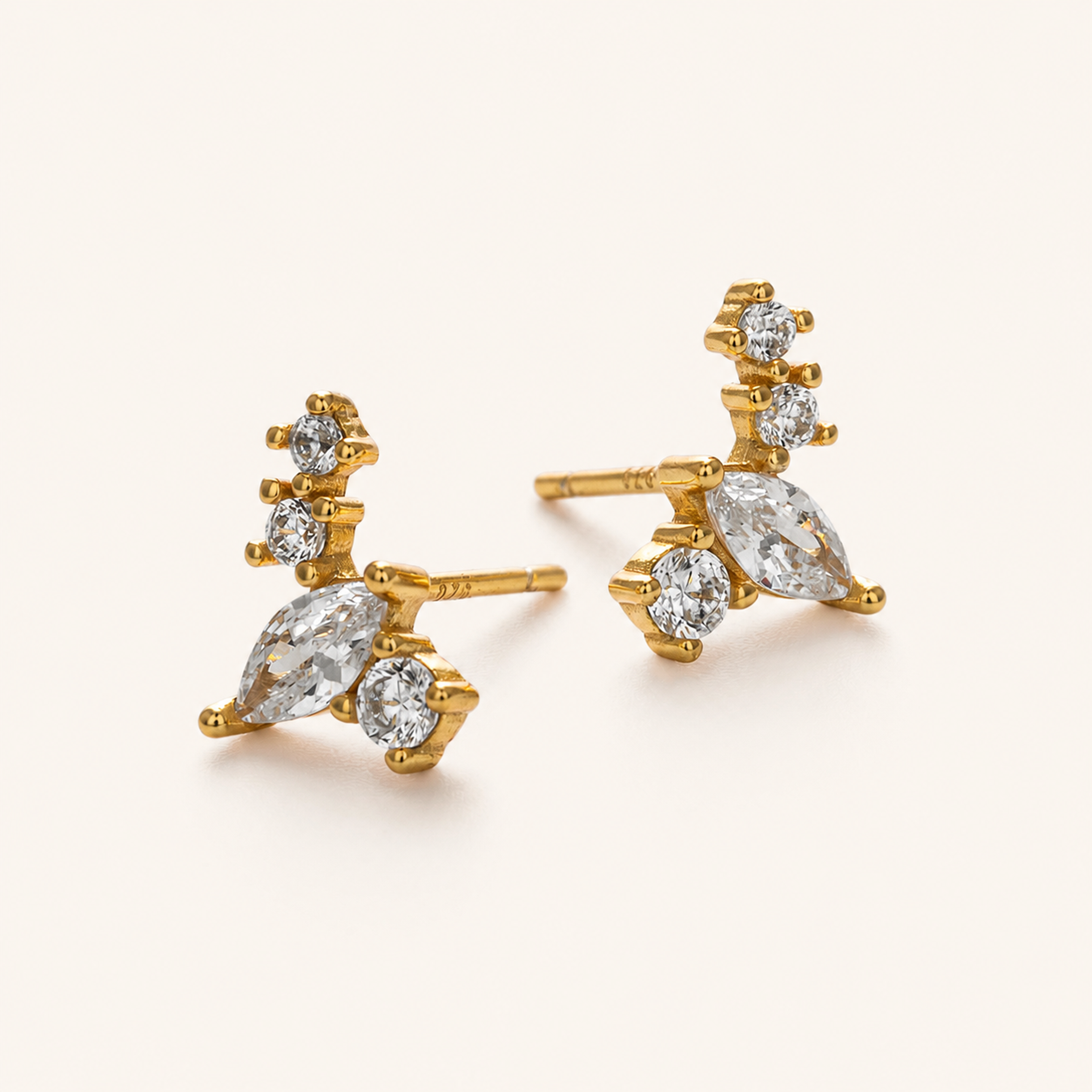 Sterling Silver Sparkling Zirconia Stud Earrings detail view