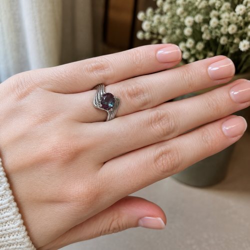 Driftline Lab-Grown Alexandrite Ring worn on hand