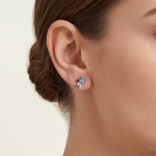 Floral Crystal Titanium Stud Earrings - image 2
