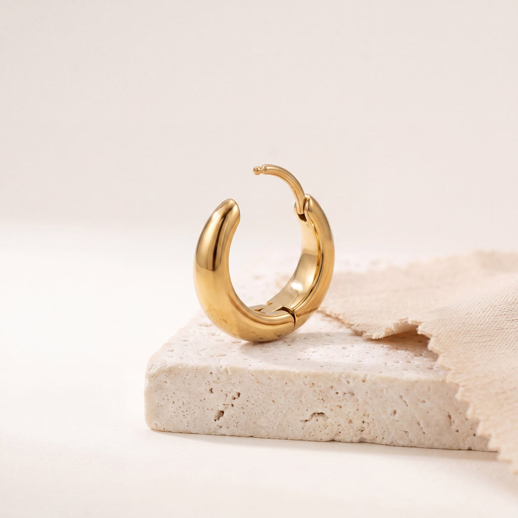 Rounded Titanium Huggie Hoop Earrings - image 5