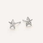 Sterling Silver Polished Five-Point Star Stud Earrings detail view