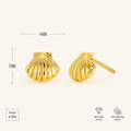 Sterling Silver Mini Shell Stud Earrings - Gold
