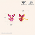 Sterling Silver Zirconia Butterfly Stud Earrings - Gold