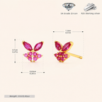Sterling Silver Zirconia Butterfly Stud Earrings - Gold