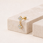 Flower Crystal Drop Titanium Flat Back Earring - image 5