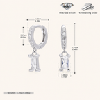 Sterling Silver Geometric Zirconia Hoop Earrings - Platinum / 2