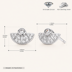Sterling Silver Zirconia Fan Stud Earrings - Platinum