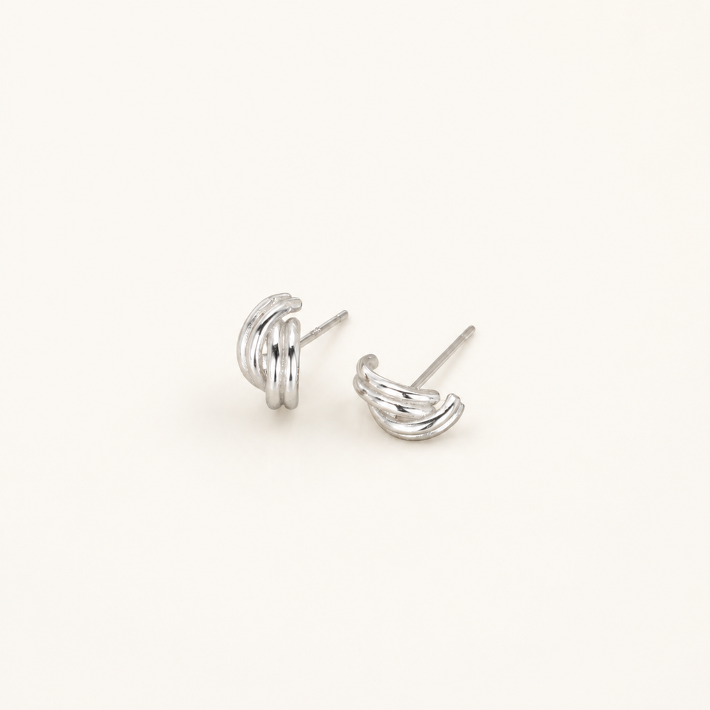 Sterling Silver Minimalist Oval Stud Earrings detail