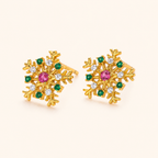 Sterling Silver Christmas Snowflake Stud Earrings detail
