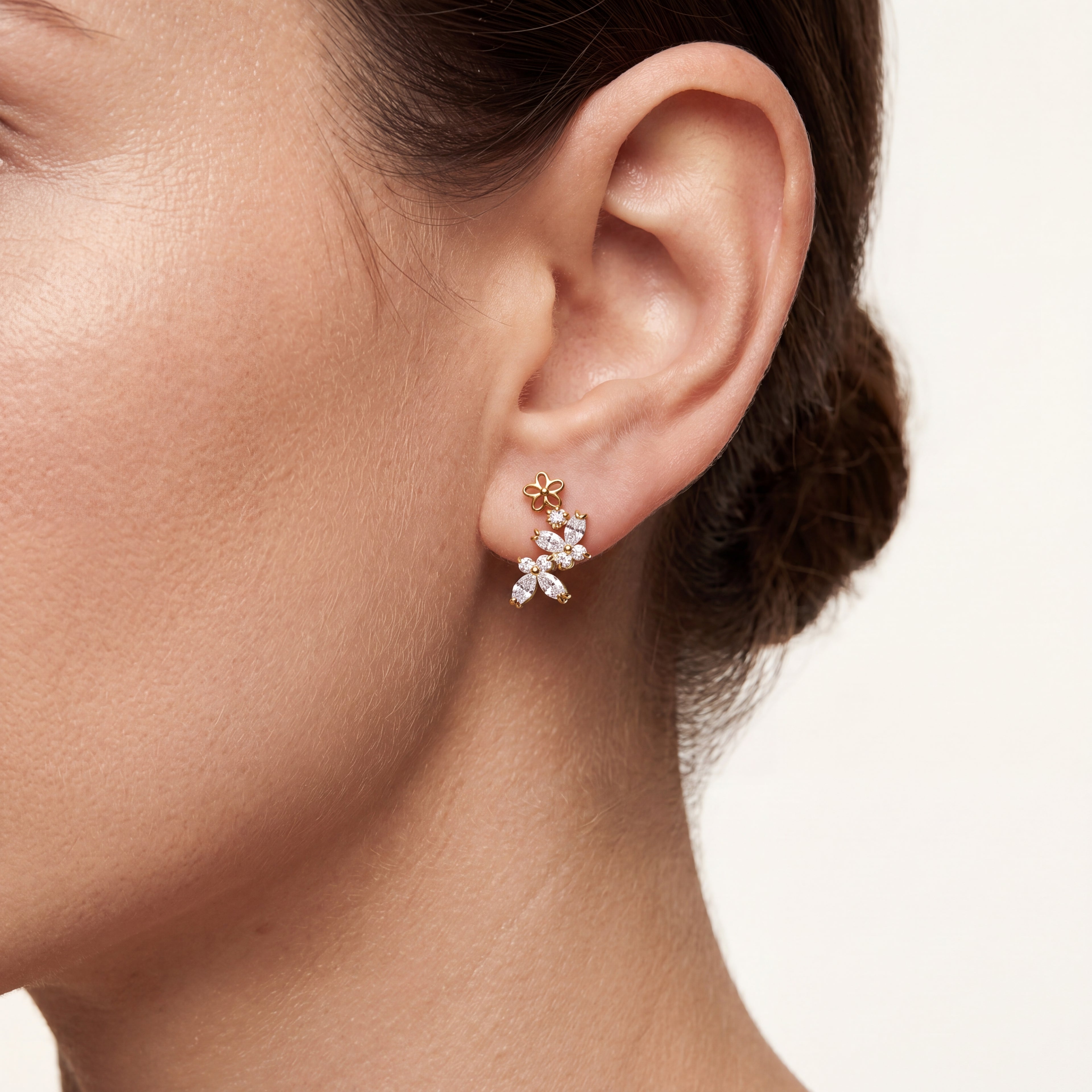Butterfly Flower Crystal Titanium Flat Back Earring - image 2