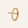Crystal Cross Titanium Hoop Earrings - Gold