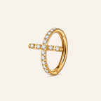 Crystal Cross Titanium Hoop Earrings - Gold