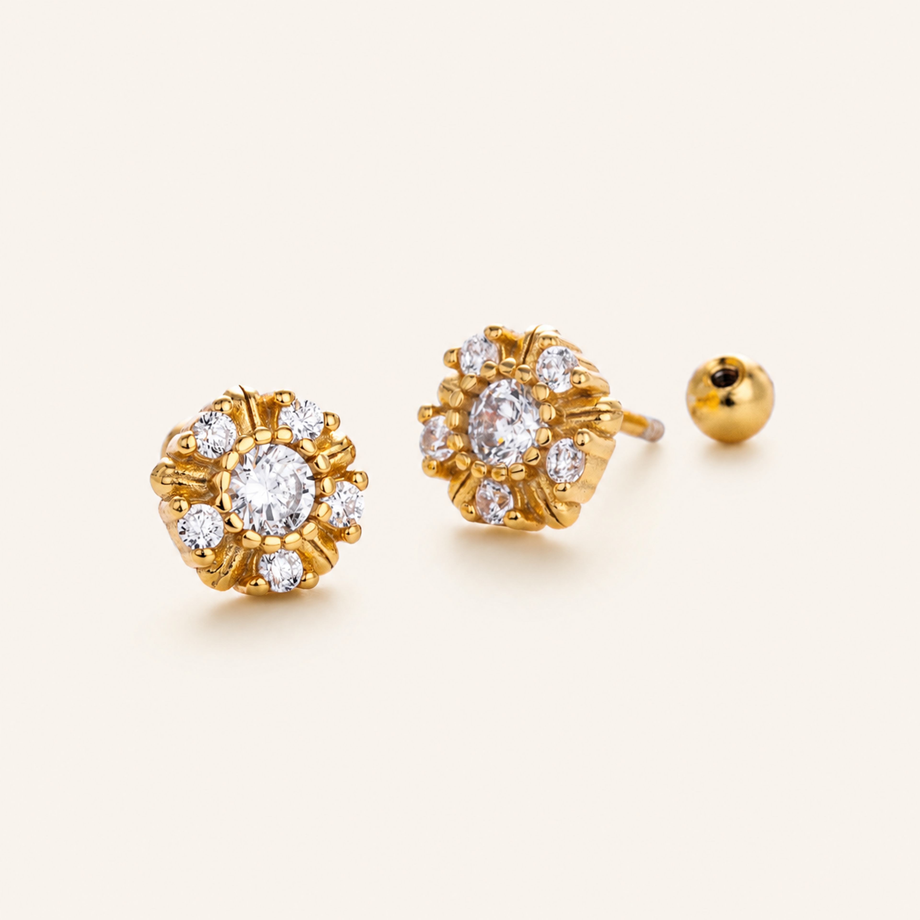Sterling Silver Sunflower Flat Back Earrings detail