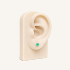 Titanium Green Agate Flat Back Stud Earrings