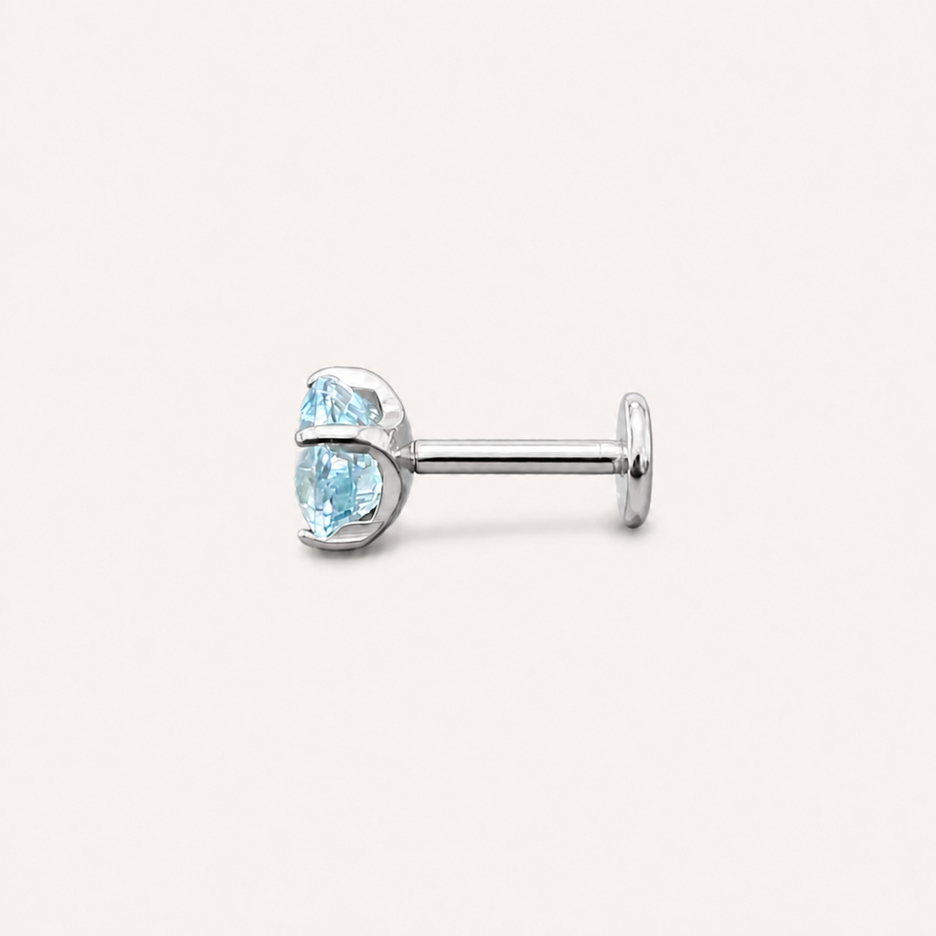Titanium Blue Topaz Flat Back Stud Earrings
