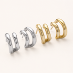 Sterling Silver Polished C-Shape Stud Earrings detail