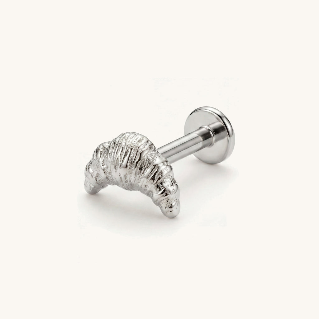 Croissant Titanium Stud Earrings - Silver