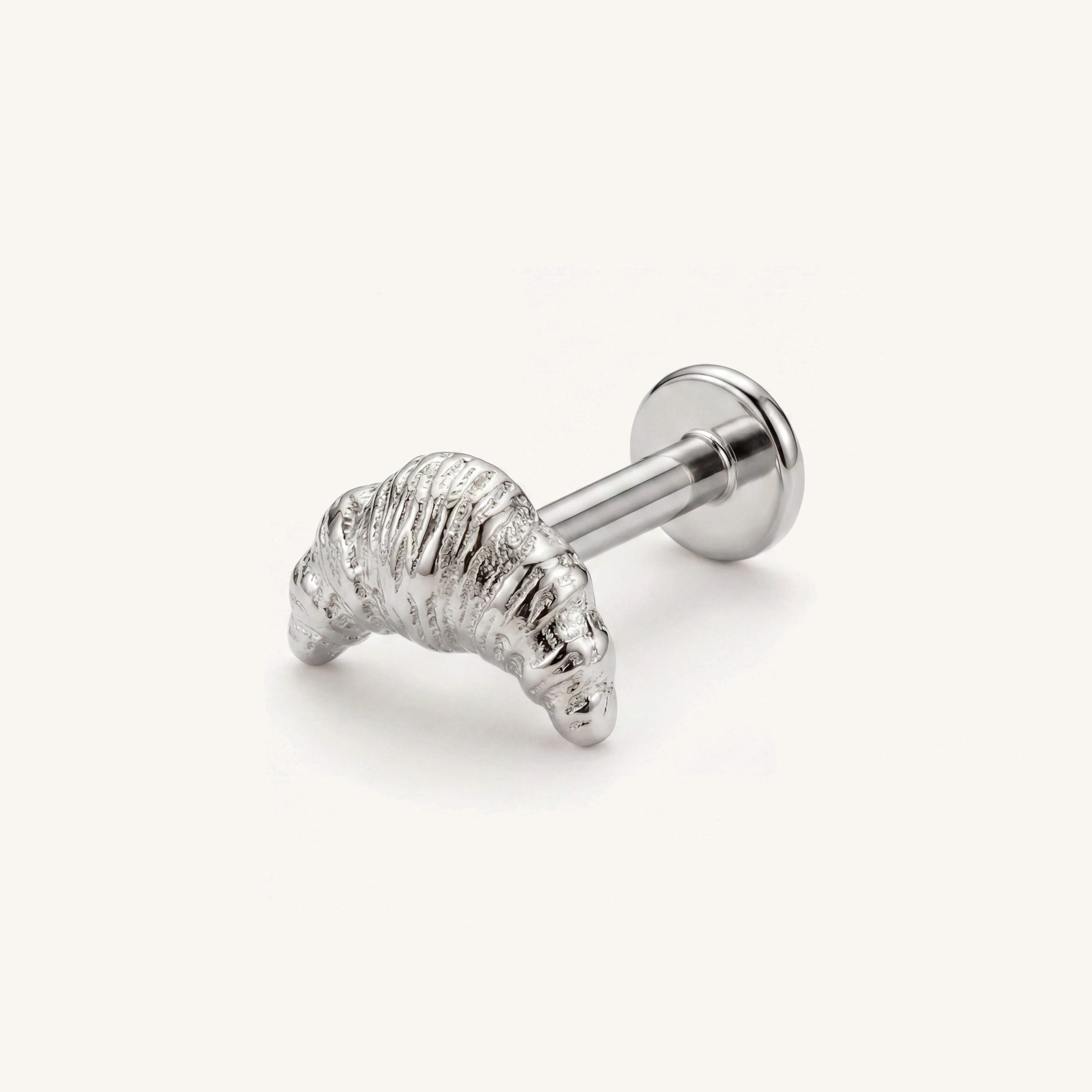 Croissant Titanium Stud Earrings - Silver