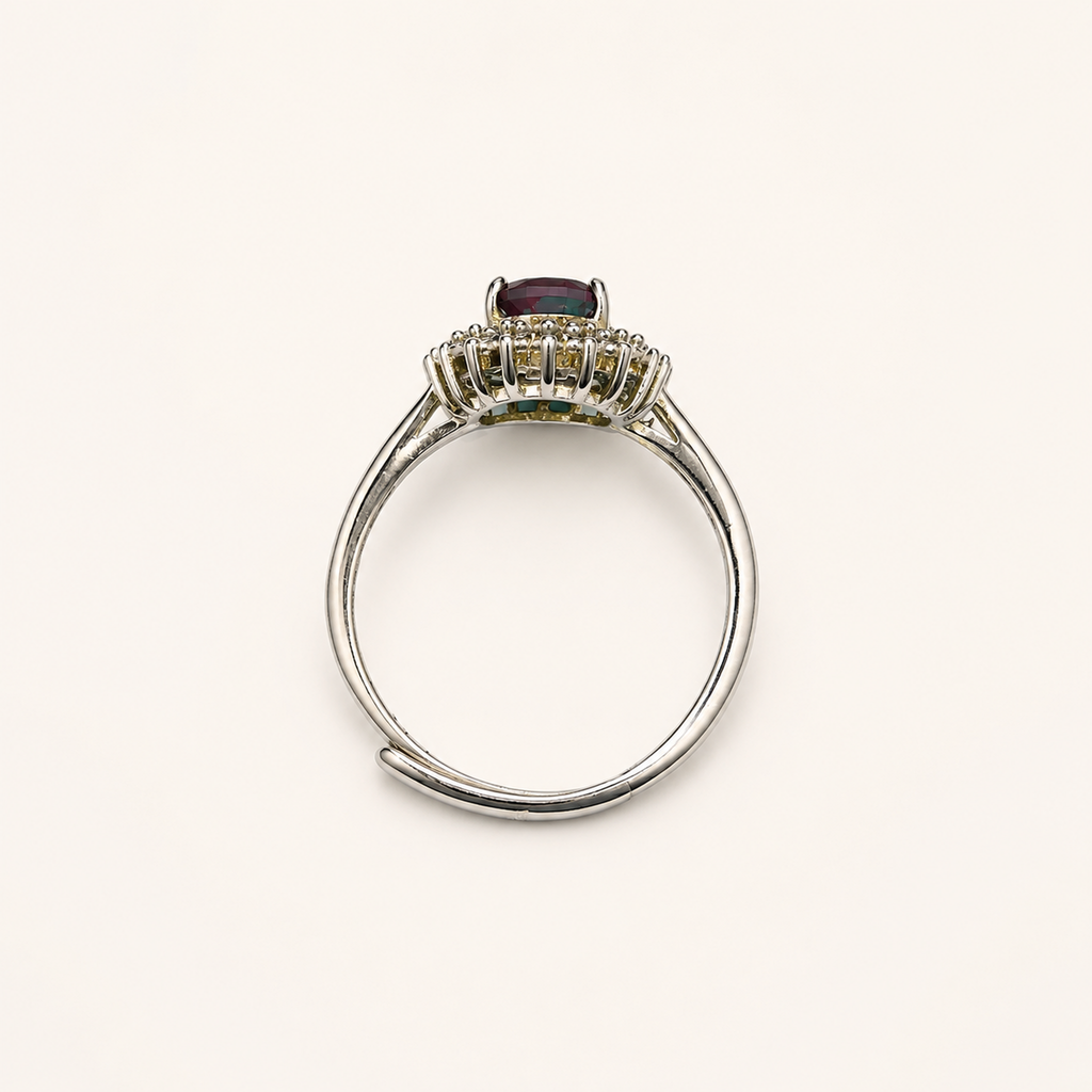 Duchess Halo Lab-Grown Alexandrite Ring upright view