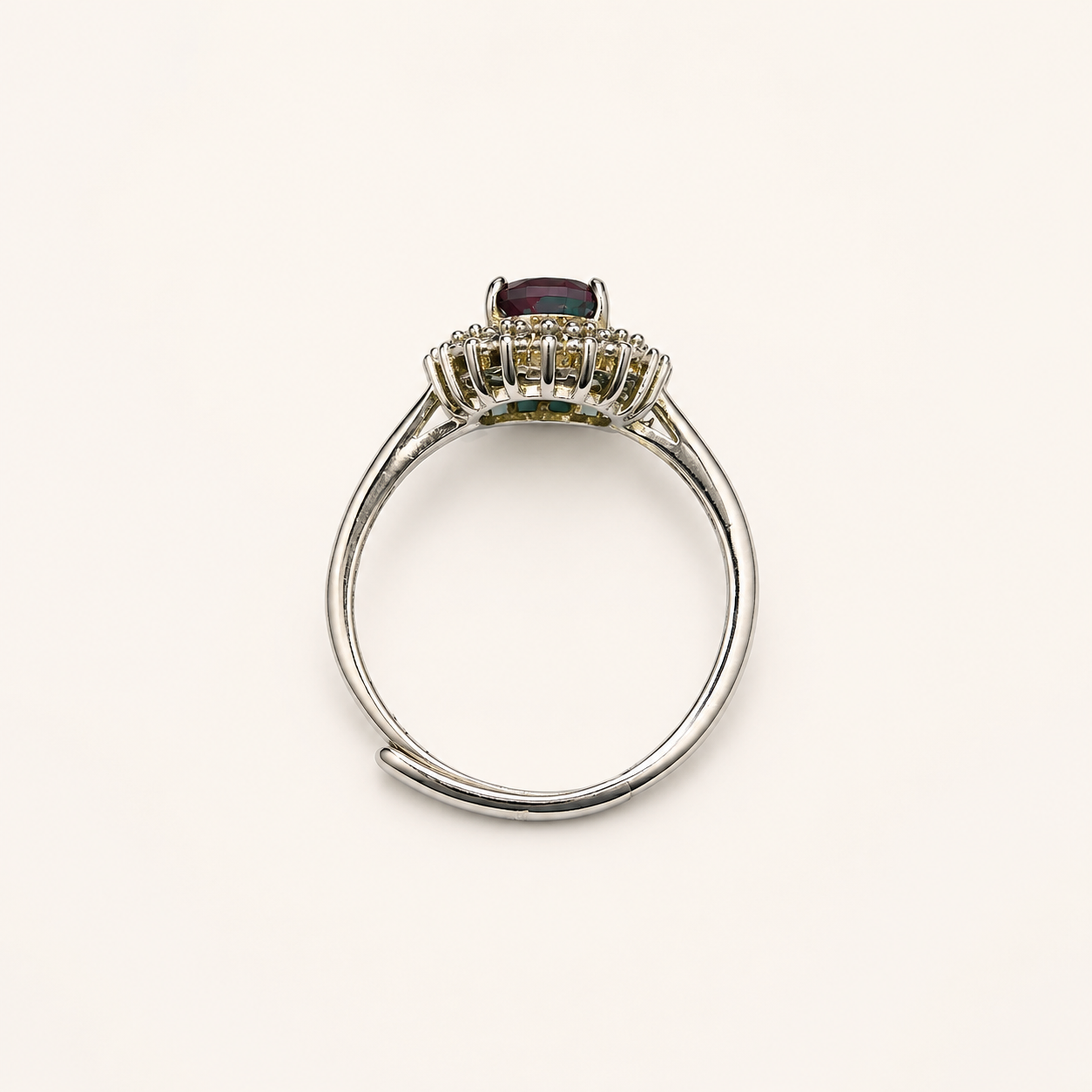 Duchess Halo Lab-Grown Alexandrite Ring upright view