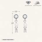 Sterling Silver Pearl & Zirconia Chain Drop Stud Earrings - Platinum / 2