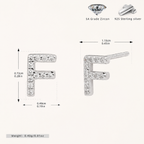 Sterling Silver Pave Initial Letter Stud Earrings - Platinum / F