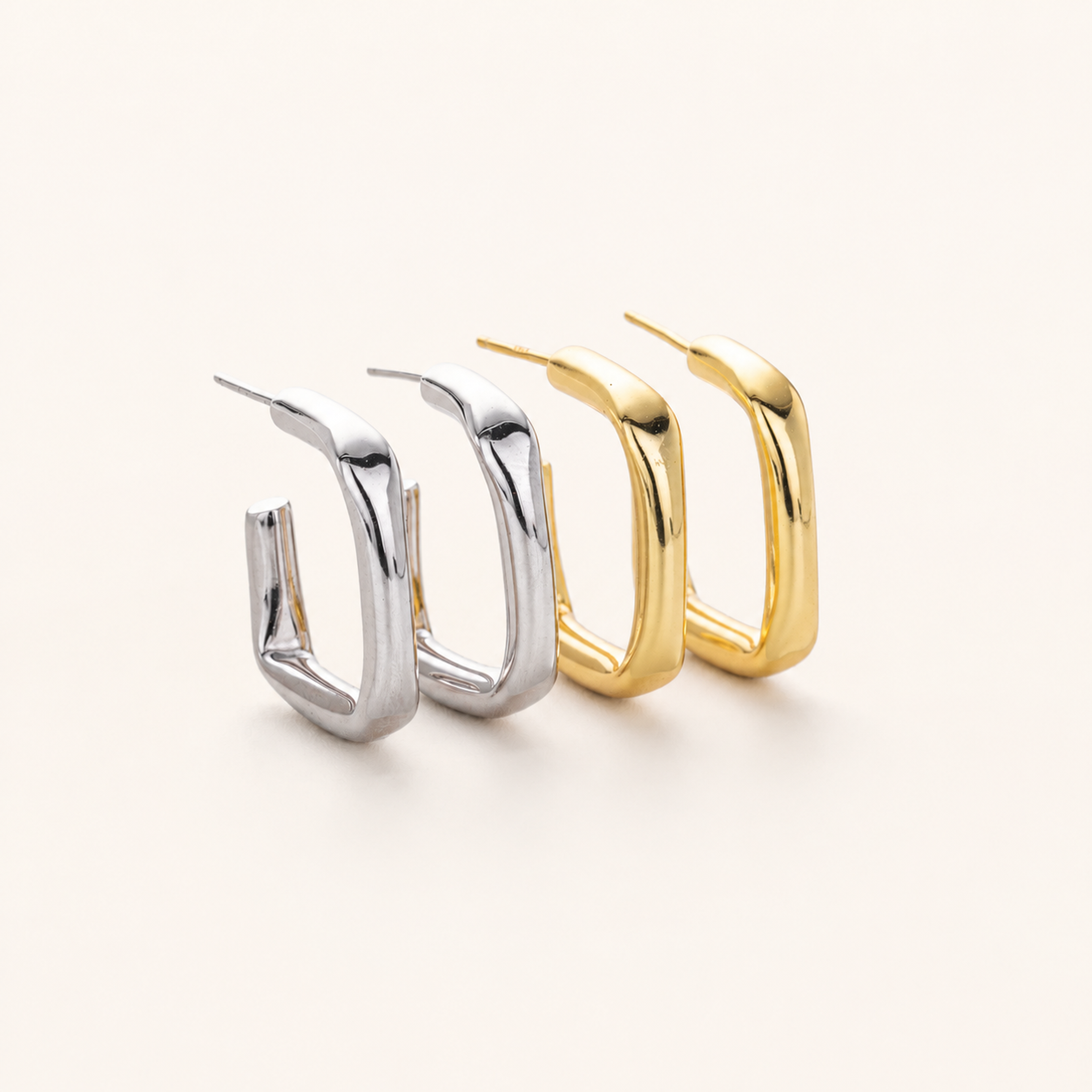 Sterling Silver Hollow Tube Stud Earrings detail