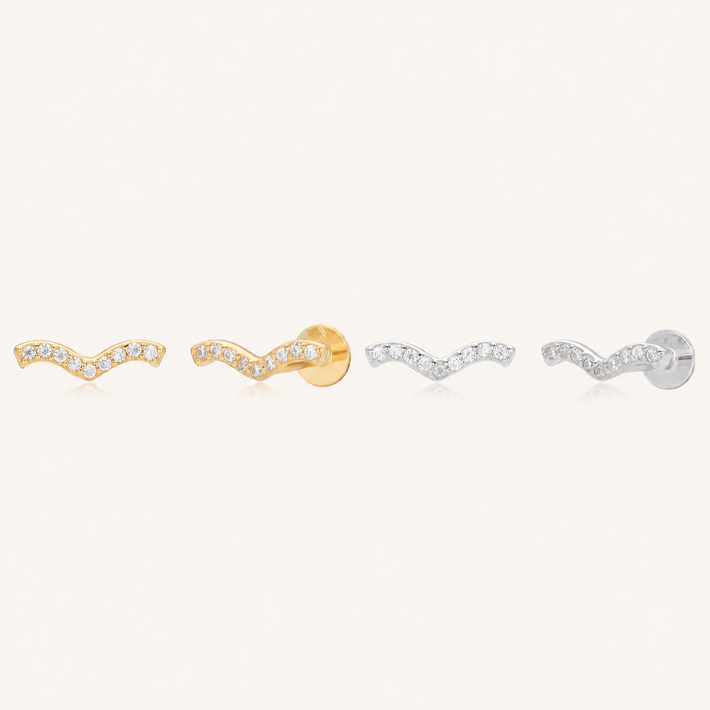Sterling Silver Spiral Zirconia Cartilage Flat Back Earrings